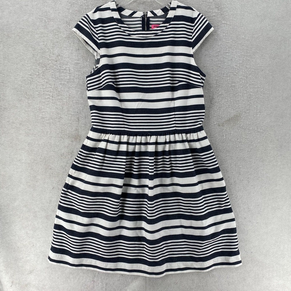 Betsey Johnson Dress Womens 12‎ Striped Cotton Fit & Flare Cap Sleeve Pinup